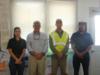 Project Manager Angelique Jackson (left), Program Manager Roger Young (2nd from left), and UXOSO Trevor Barlow (right) present the Safety Star Award to Joe Lay (2nd from right)